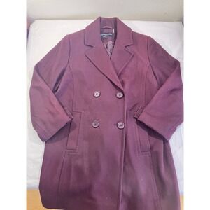 Forecaster of Boston Double Breasted Wool Blend Coat Women‎ Size 10 Burgundy Red